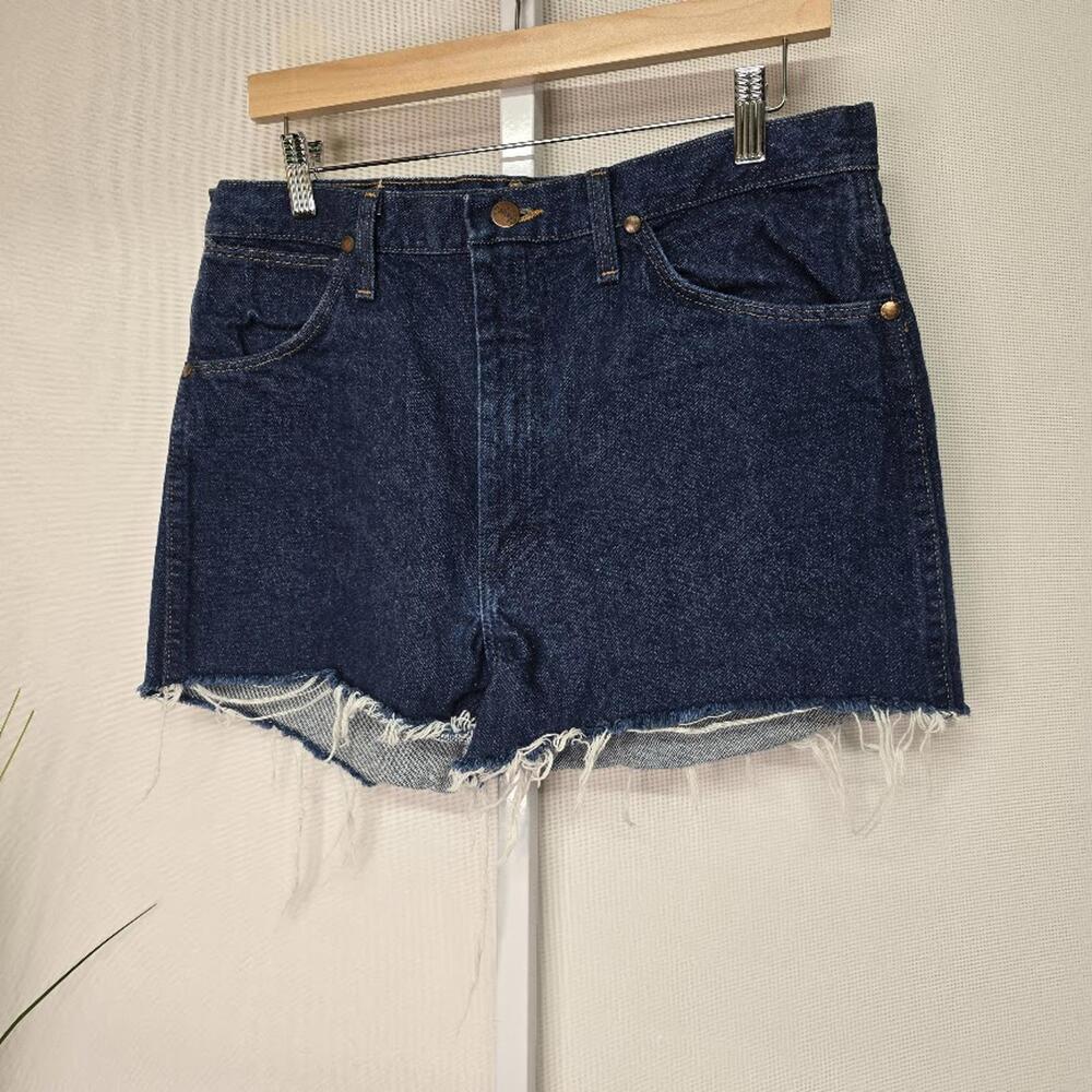 Vintage Wrangler 936PWD Dark Wash Denim Cut Off Shorts Blue Women 33